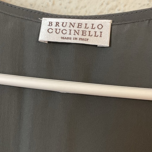 Brunello Cucinelli Grey V-Neck Slip Dress Size Medium Silk Blend Sheath - Picture 6 of 13